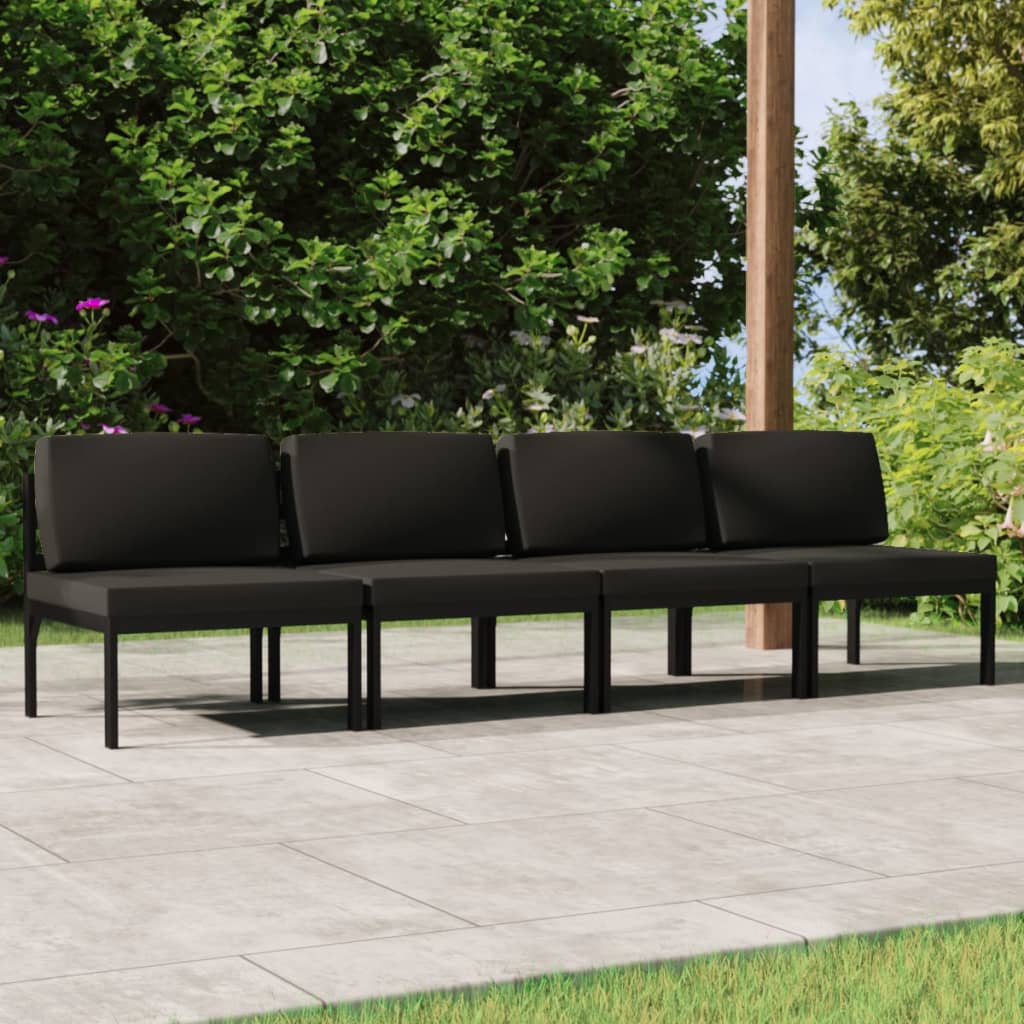 vidaXL 4-Seater Patio Sofa with Cushions Aluminum Anthracite
