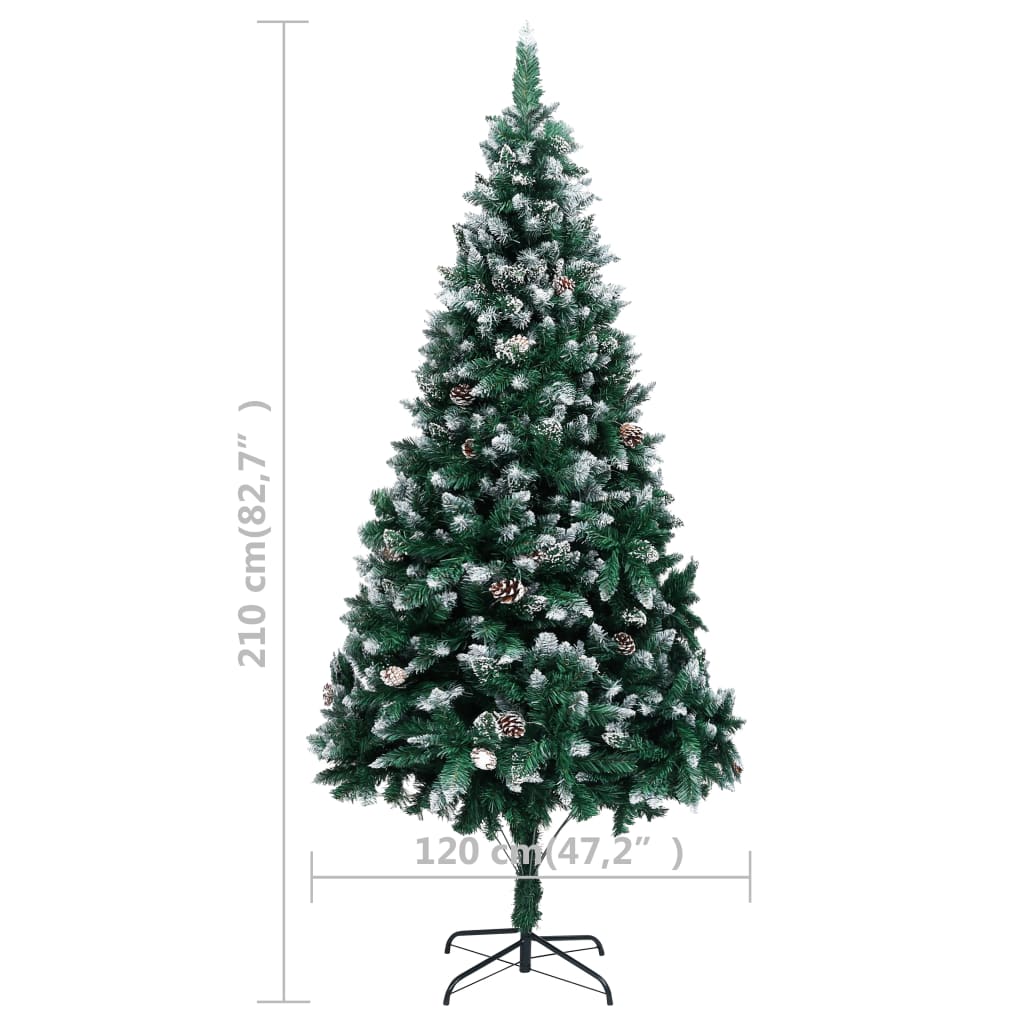 vidaXL Artificial Christmas Tree with LEDs&Ball Set&Pine Cones 82.7"