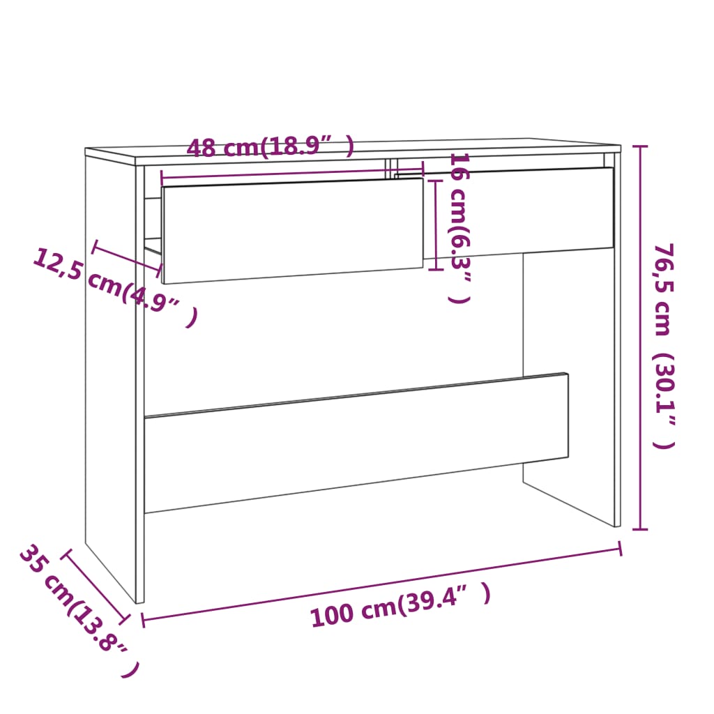 vidaXL Console Table Concrete Gray 39.4"x13.8"x30.1" Engineered Wood