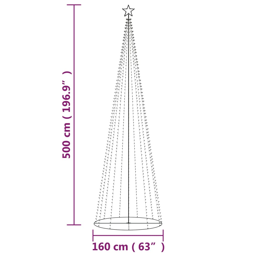 vidaXL Christmas Cone Tree Warm White 732 LEDs 5x16 ft