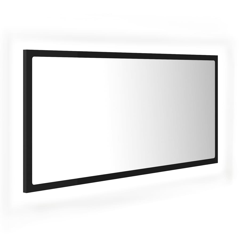vidaXL LED Bathroom Mirror Black 35.4"x3.3"x14.6" Acrylic