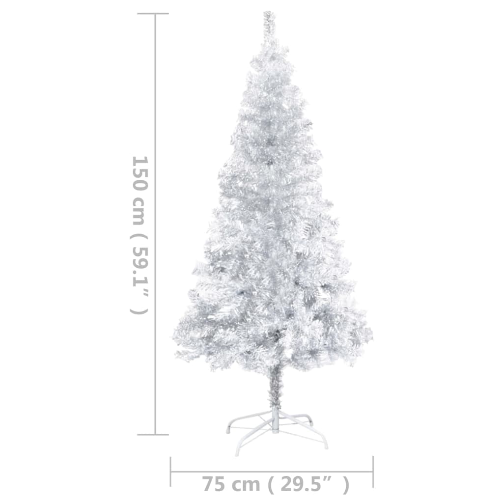 vidaXL Artificial Christmas Tree with LEDs&Stand Silver 59.1" PET