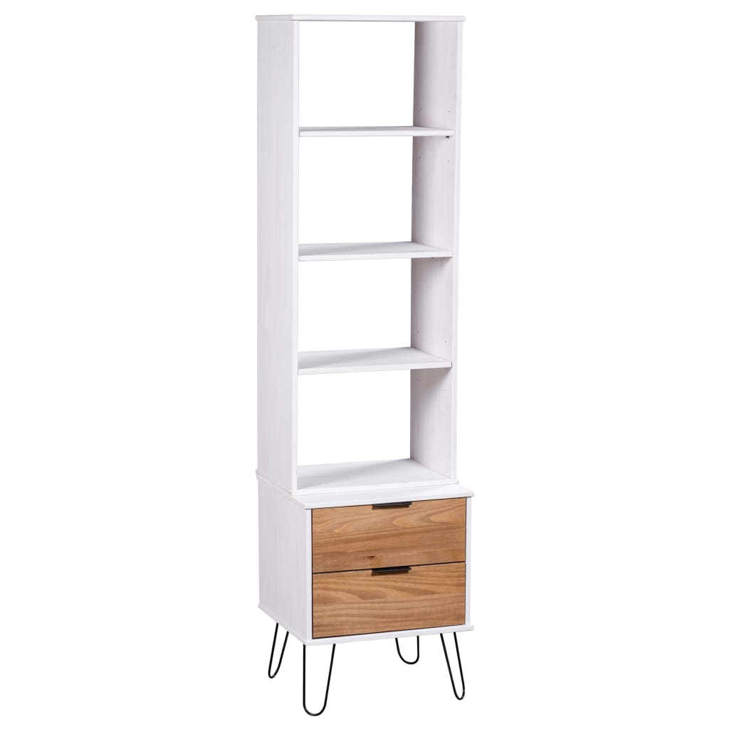 vidaXL Book Cabinet New York White and Natural Solid Pine Wood