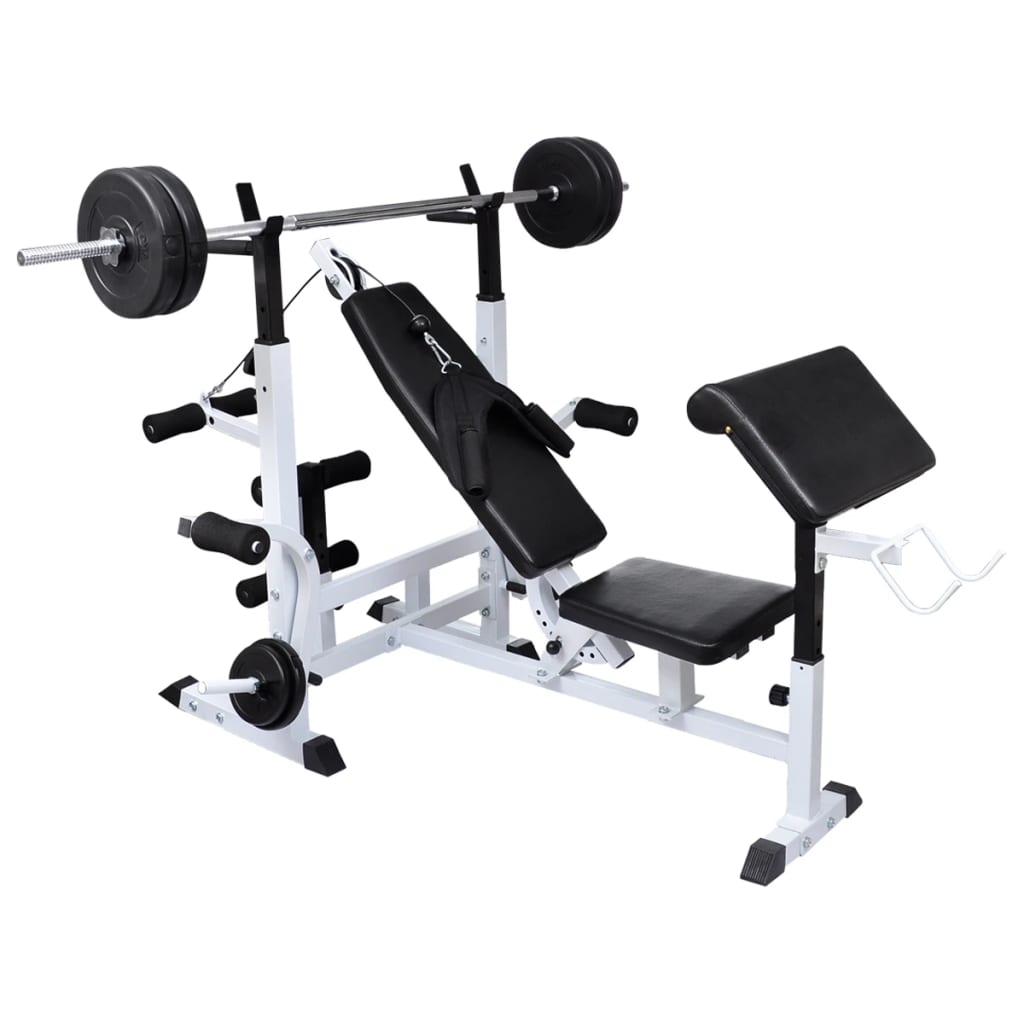 vidaXL Weight Bench with Weight Rack, Barbell and Dumbbell Set 198.4 lb