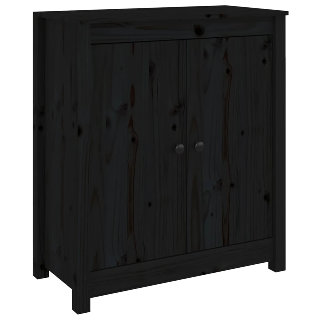 vidaXL Sideboards 2 pcs Black 27.6"x13.8"x31.5" Solid Wood Pine