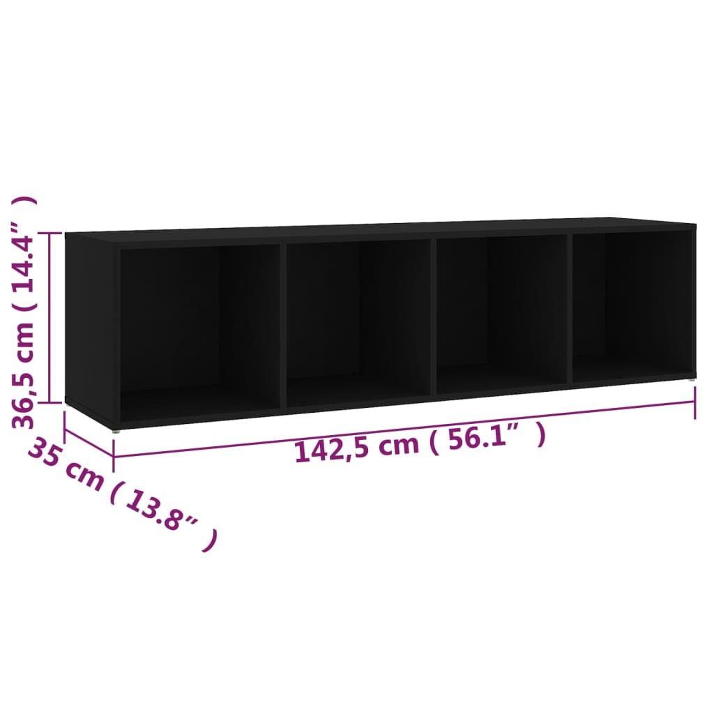 vidaXL TV Cabinets 2 pcs Black 56.1"x13.8"x14.4" Chipboard