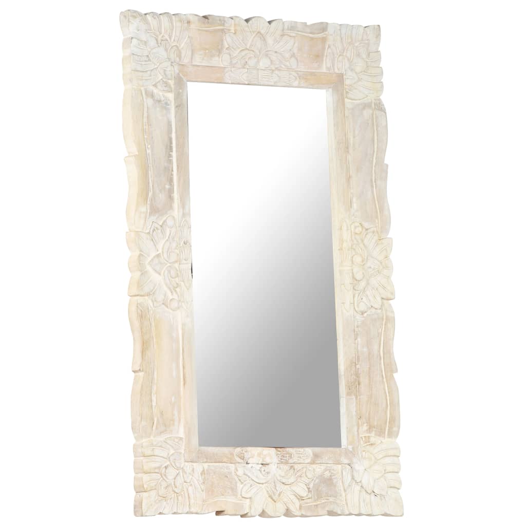 vidaXL Mirror White 31.5"x19.7" Solid Mango Wood