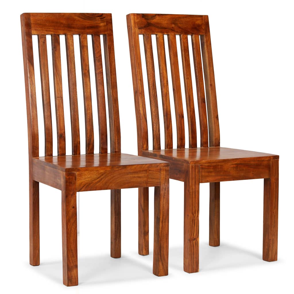 vidaXL Dining Chairs 2 pcs Solid Wood with Honey Finish Modern
