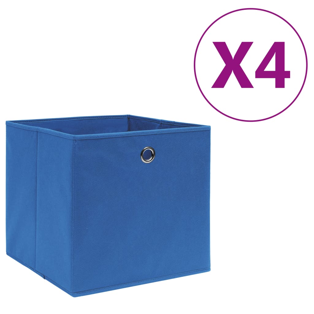 vidaXL Storage Boxes 4 pcs Non-woven Fabric 11"x11"x11" Blue