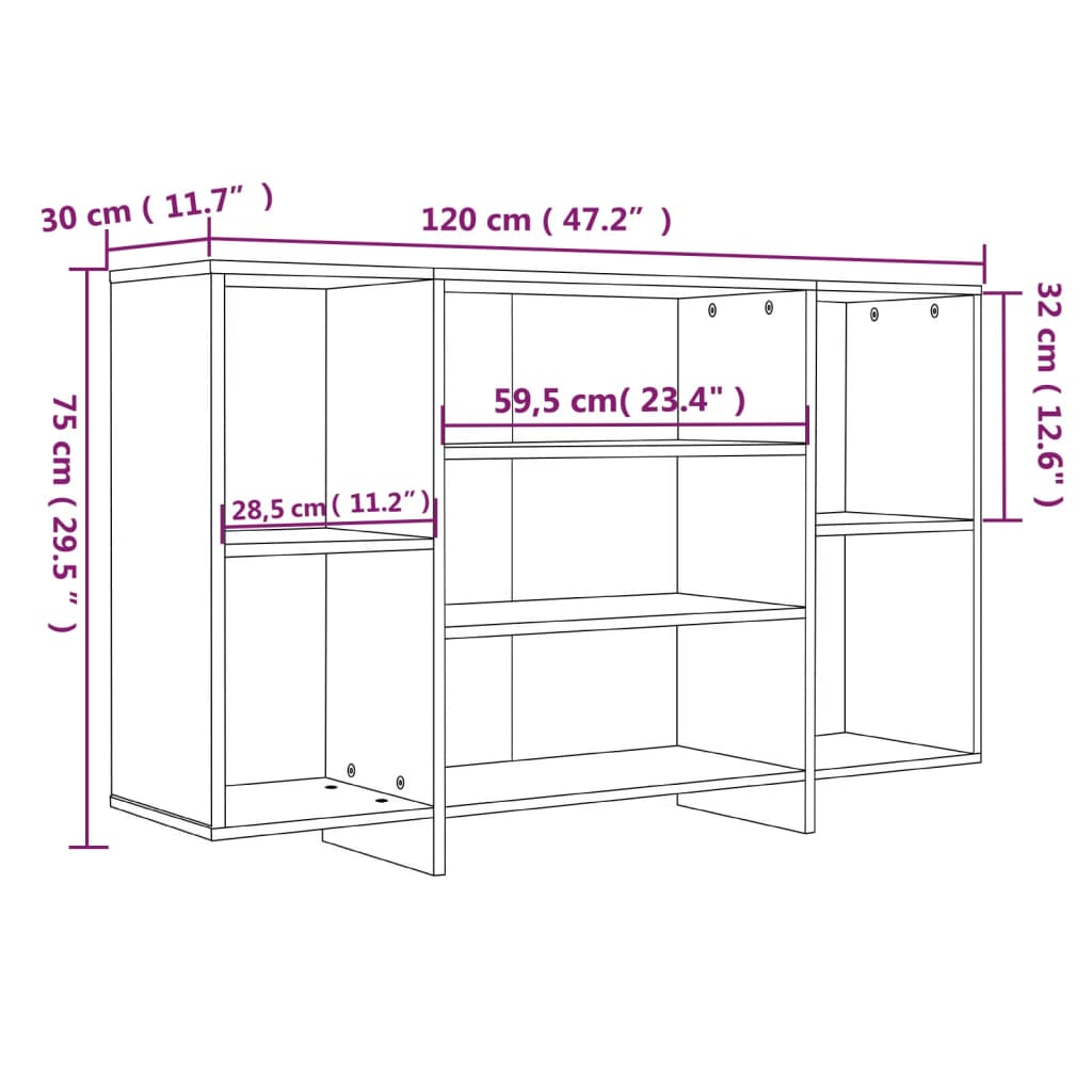 vidaXL Sideboard Gray Sonoma 47.2"x11.8"x29.5" Engineered Wood