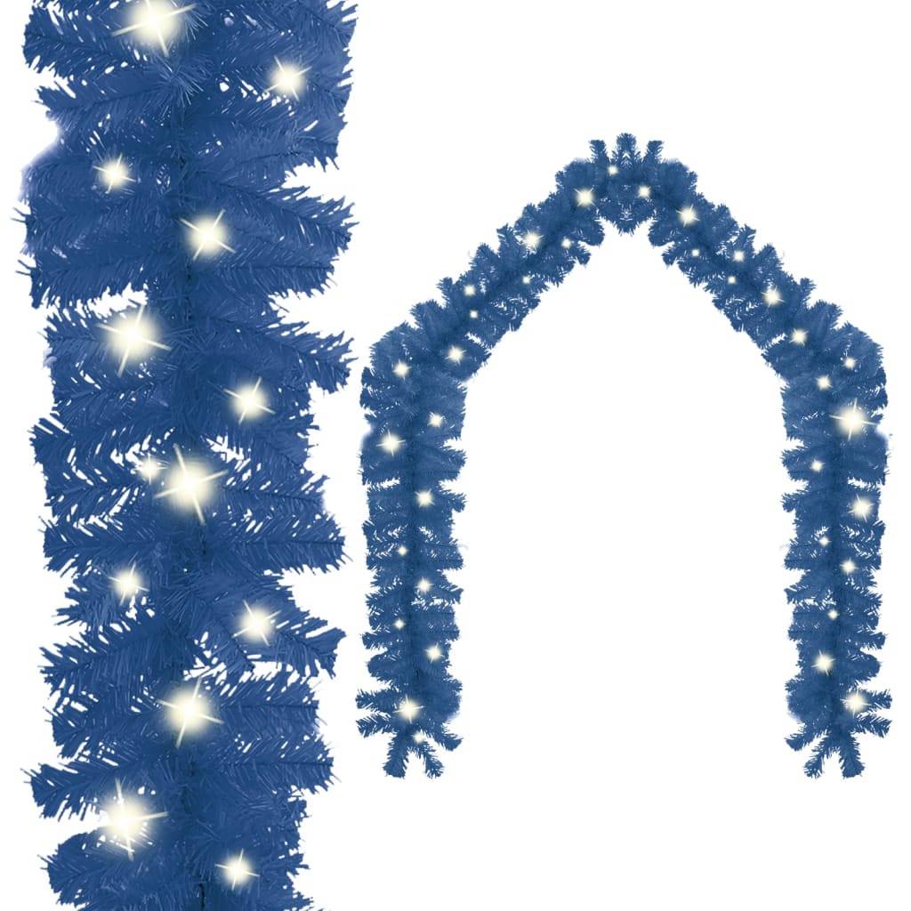 vidaXL Christmas Garland with LED Lights 33 ft Blue