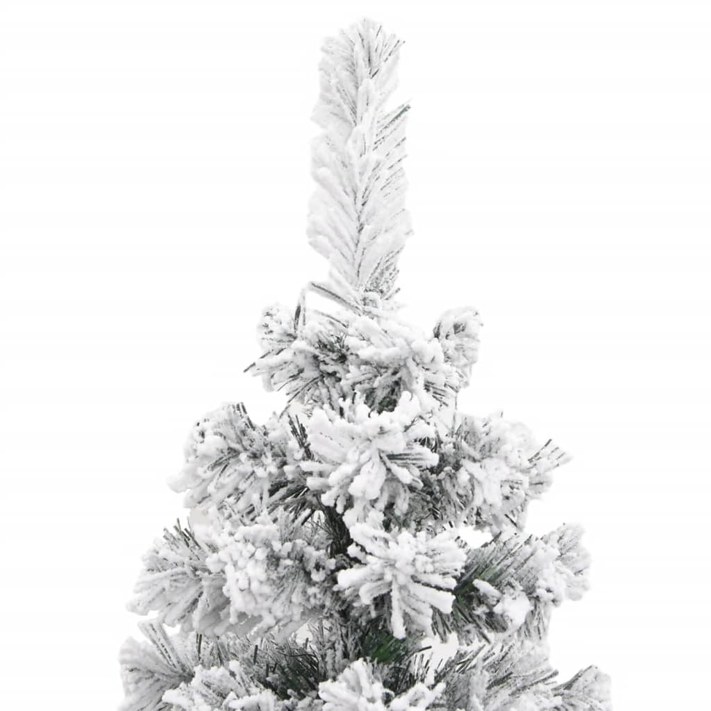 vidaXL Slim Artificial Christmas Tree with Flocked Snow Green 7 ft PVC
