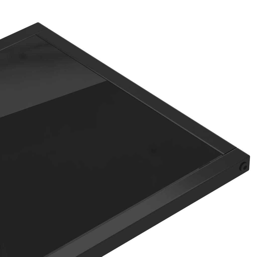 vidaXL Computer Side Table Black 19.7"x13.8"x25.6" Tempered Glass