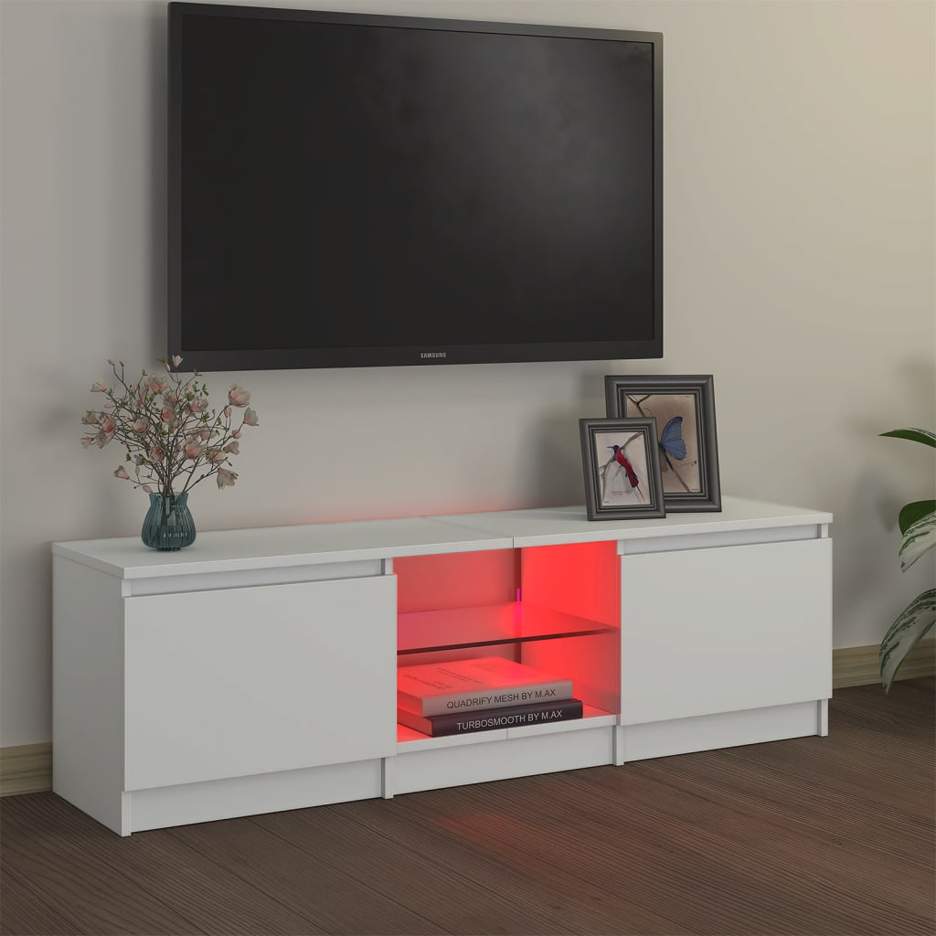 vidaXL TV Cabinet with LED Lights White 47.2"x12"x14"