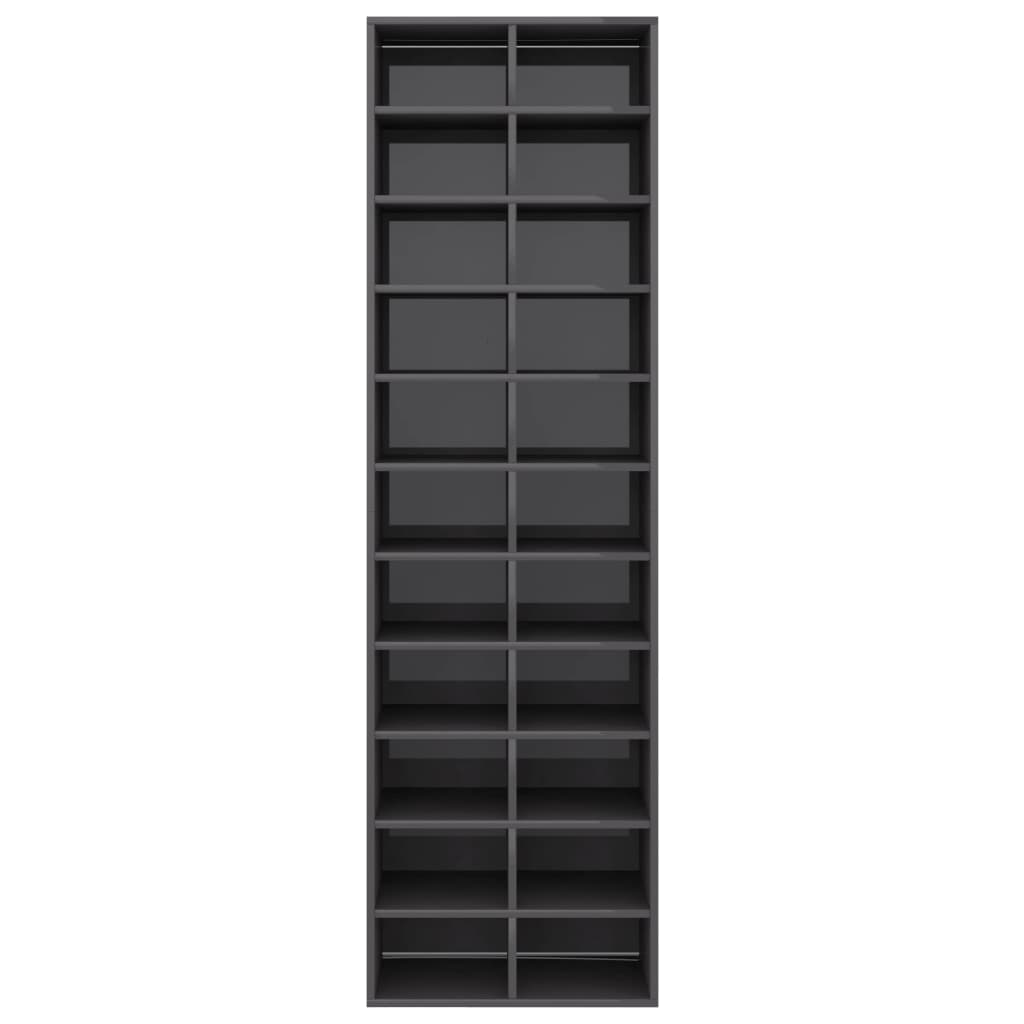 vidaXL Shoe Cabinet High Gloss Gray 21.3"x13.4"x72" Chipboard