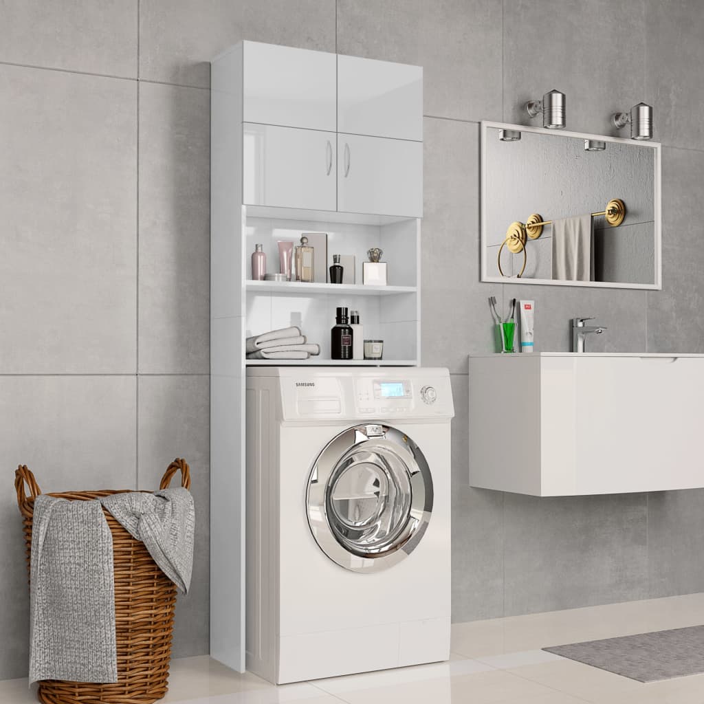 vidaXL Washing Machine Cabinet High Gloss White 25.2" x 10" x 74.8"