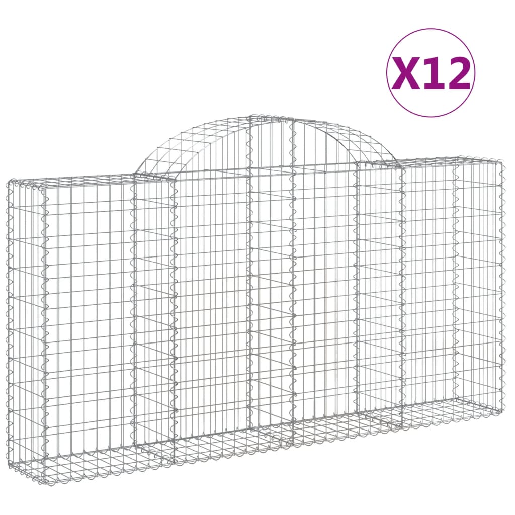 vidaXL Arched Gabion Baskets 12 pcs 78.7"x11.8"x39.4"/47.2" Galvanized Iron