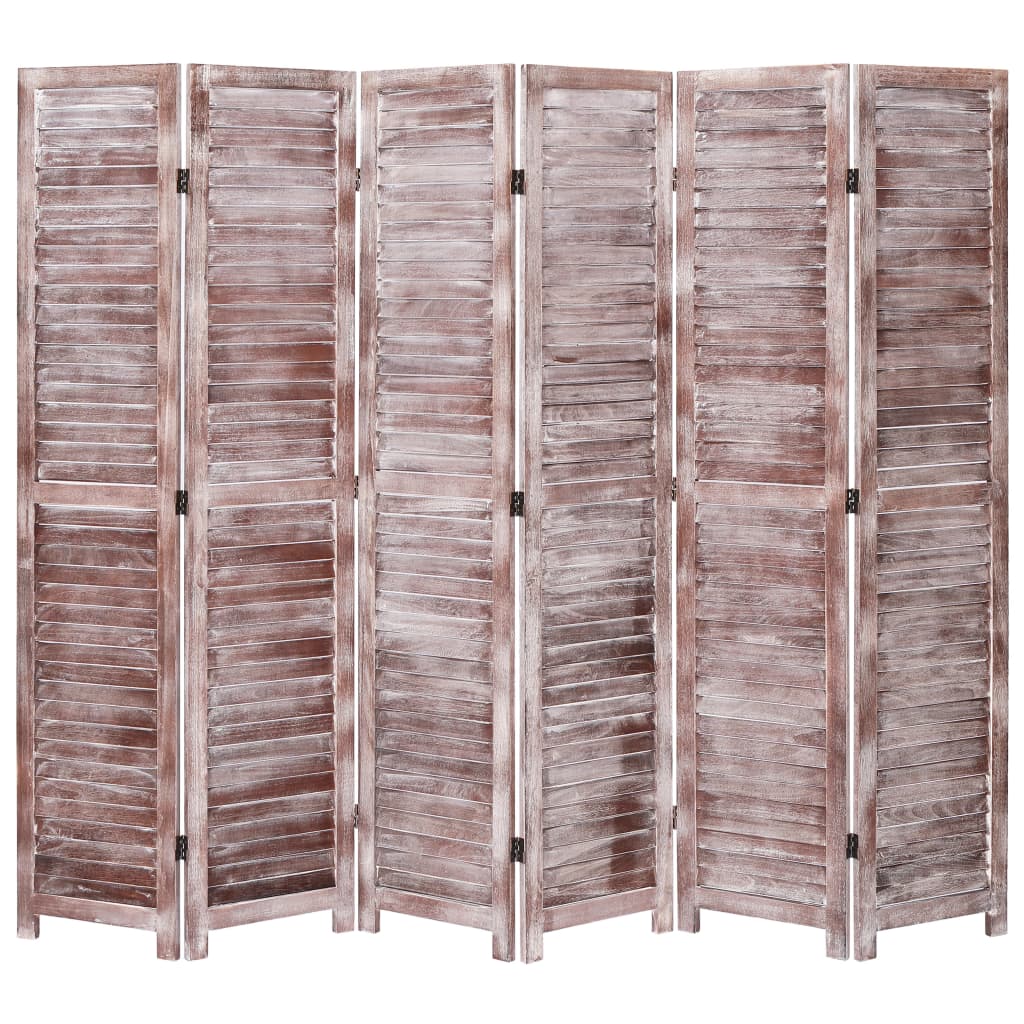 vidaXL 6-Panel Room Divider Brown 82.7"x65" Wood