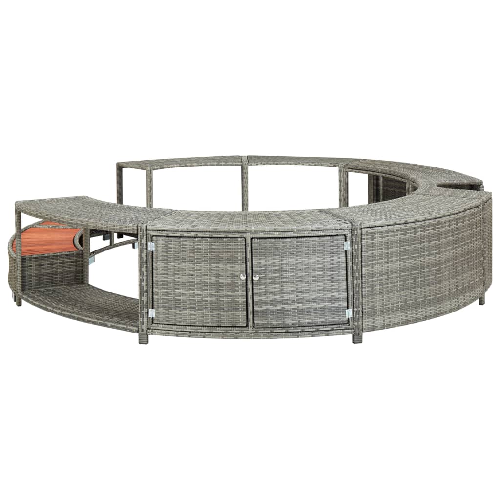 vidaXL Hot Tub Surround Gray Poly Rattan