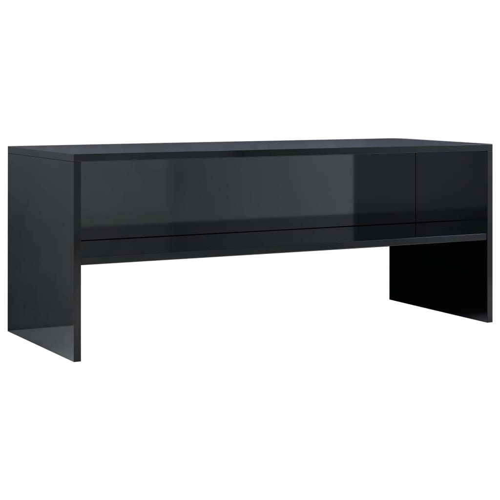 vidaXL TV Cabinet High Gloss Black 39.4" x 15.7" x 15.7" Engineered Wood