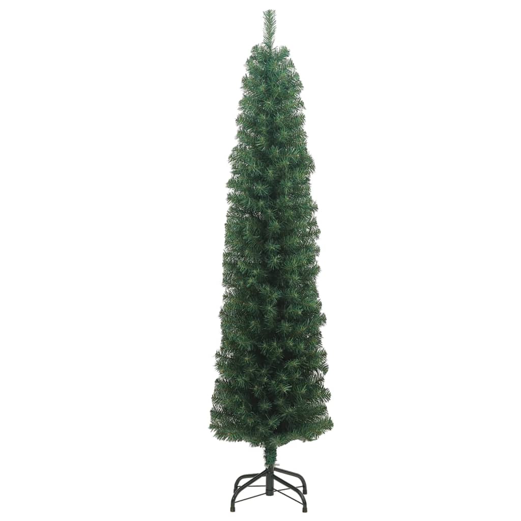 vidaXL Slim Artificial Christmas Tree with Stand Green 94.5" PVC