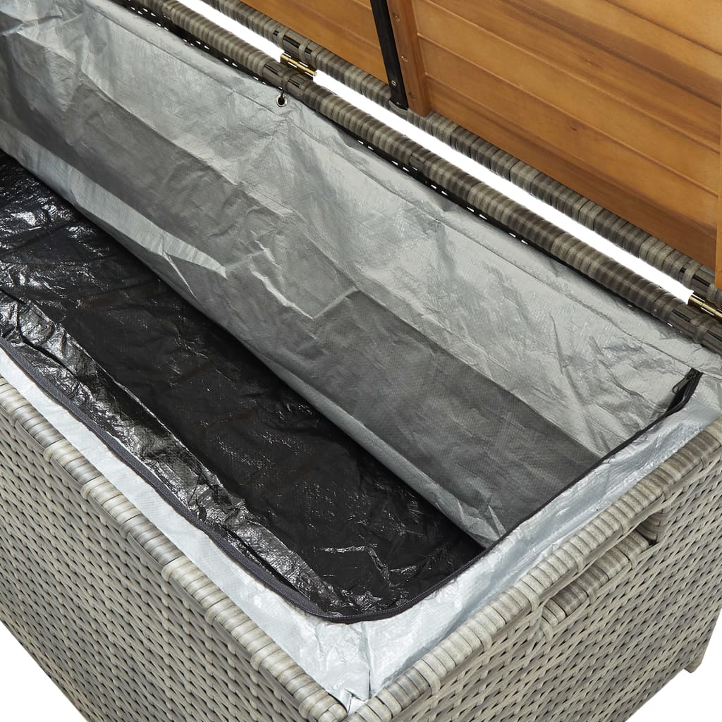 vidaXL Patio Storage Bench 47.2" Poly Rattan Gray