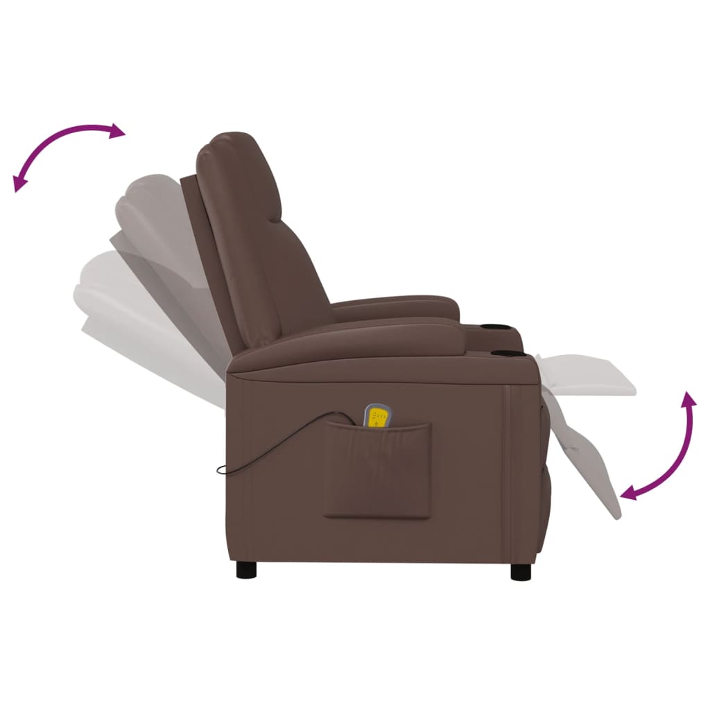 vidaXL Massage Reclining Chair Brown Faux Leather