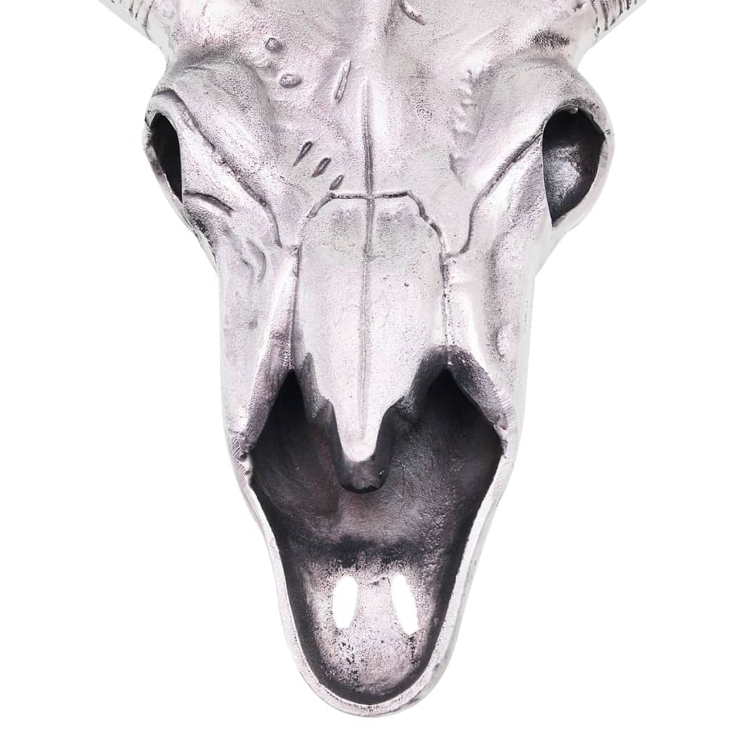 vidaXL Skull Head Decoration Wall-Mounted Aluminum Silver