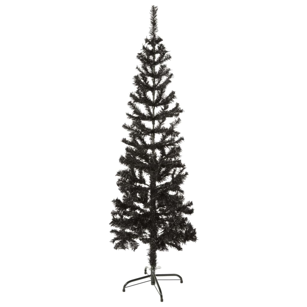 vidaXL Slim Christmas Tree Black 5 ft