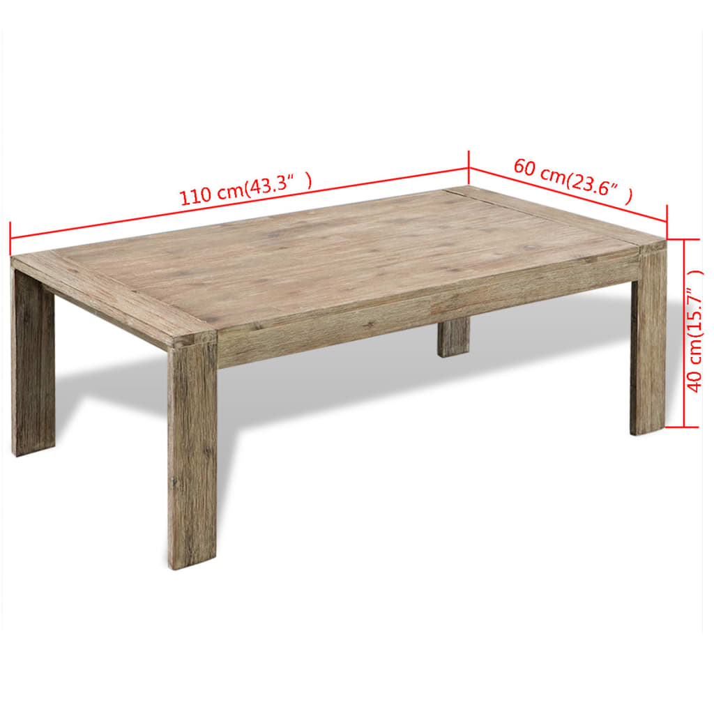 vidaXL Coffee Table Solid Brushed Acacia Wood 43.3"x23.6"x15.7"