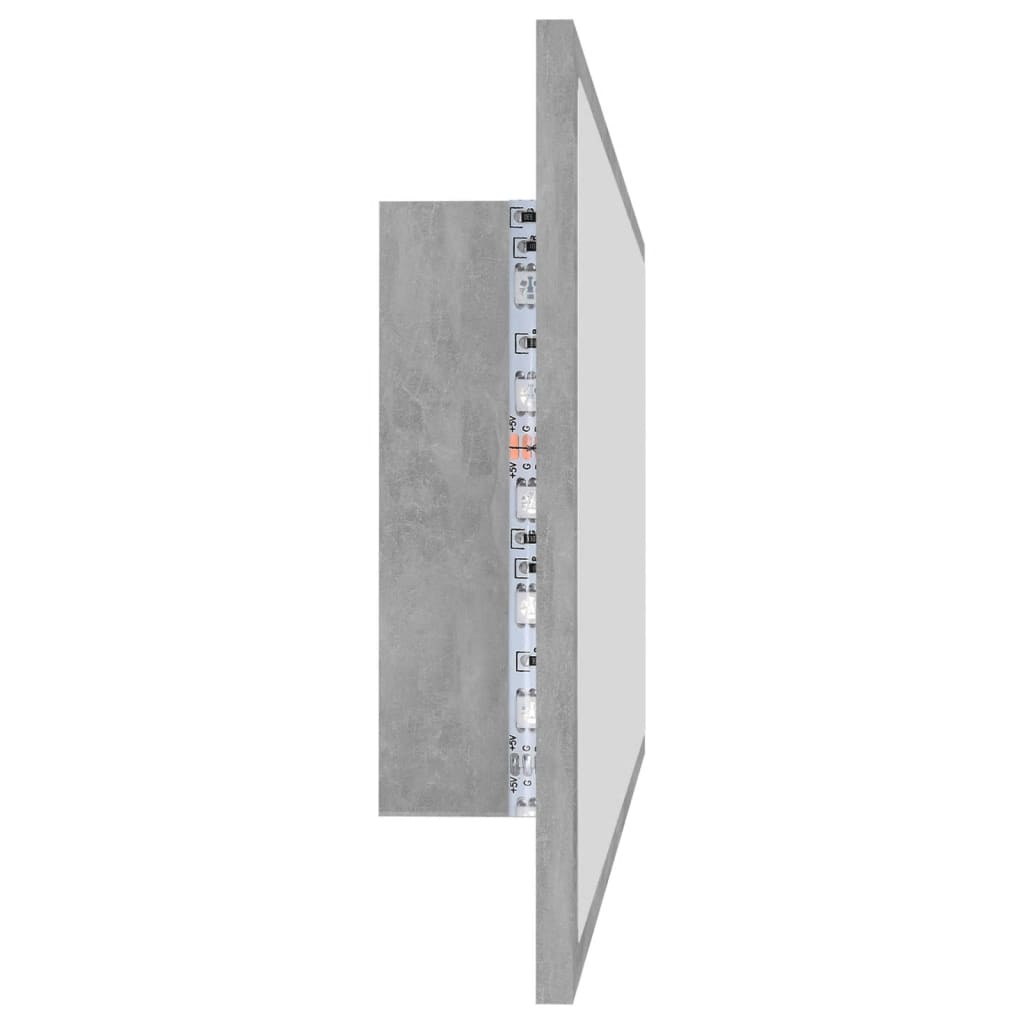 vidaXL LED Bathroom Mirror Concrete Gray 39.4"x3.3"x14.6" Engineered Wood