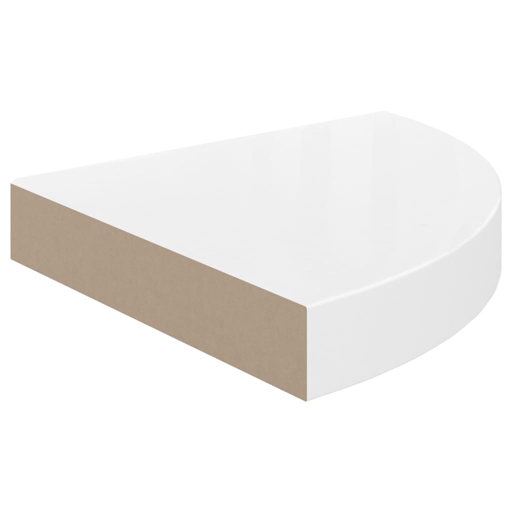 vidaXL Floating Corner Shelves 2 pcs High Gloss White 9.8"x9.8"x1.5" MDF