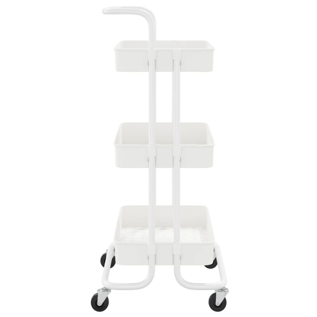 vidaXL 3-Tier Kitchen Trolley White 16.5"x13.8"x33.5" Iron and ABS