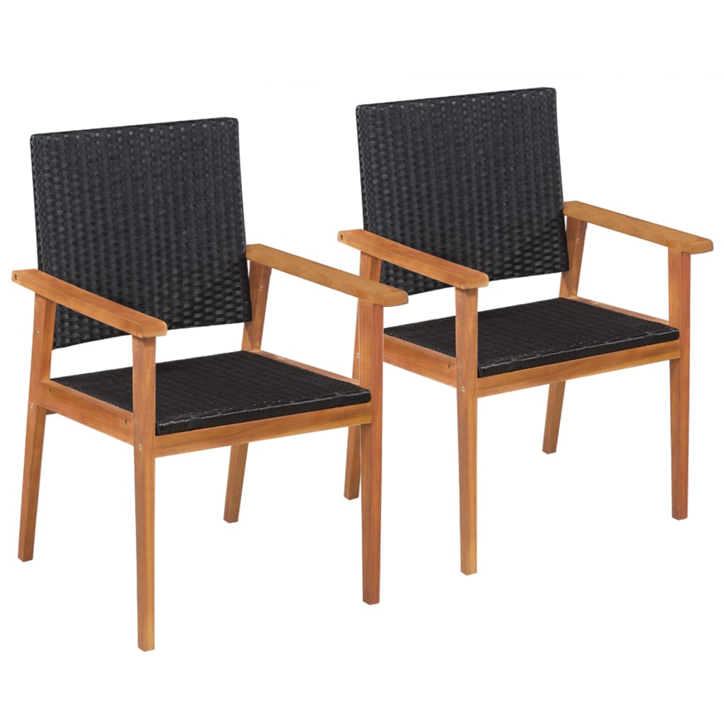 vidaXL Patio Chairs 2 pcs Poly Rattan Black and Brown
