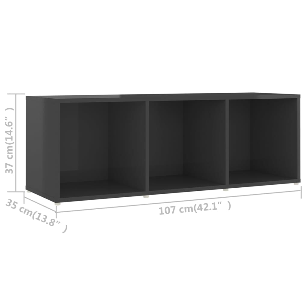 vidaXL TV Stand High Gloss Gray 42.1"x13.8"x14.6" Engineered Wood