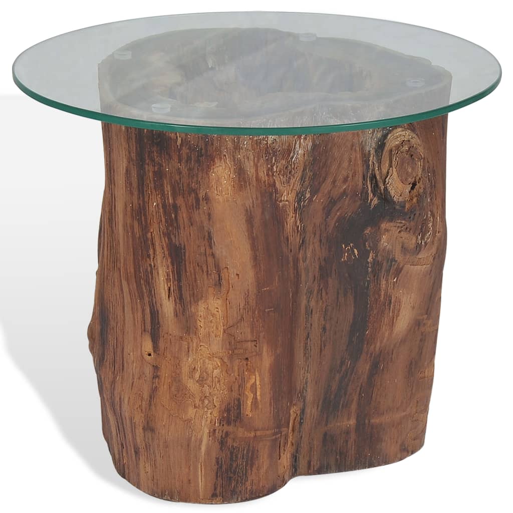 vidaXL Coffee Table Teak Glass 19.7"x15.7"