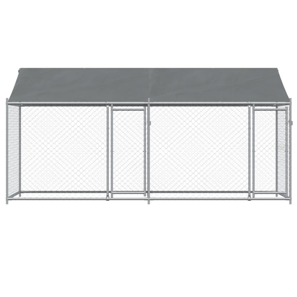 vidaXL Dog Cage with Roof and Doors Gray 13.1'x6.6'x6.6' Galvanized Steel