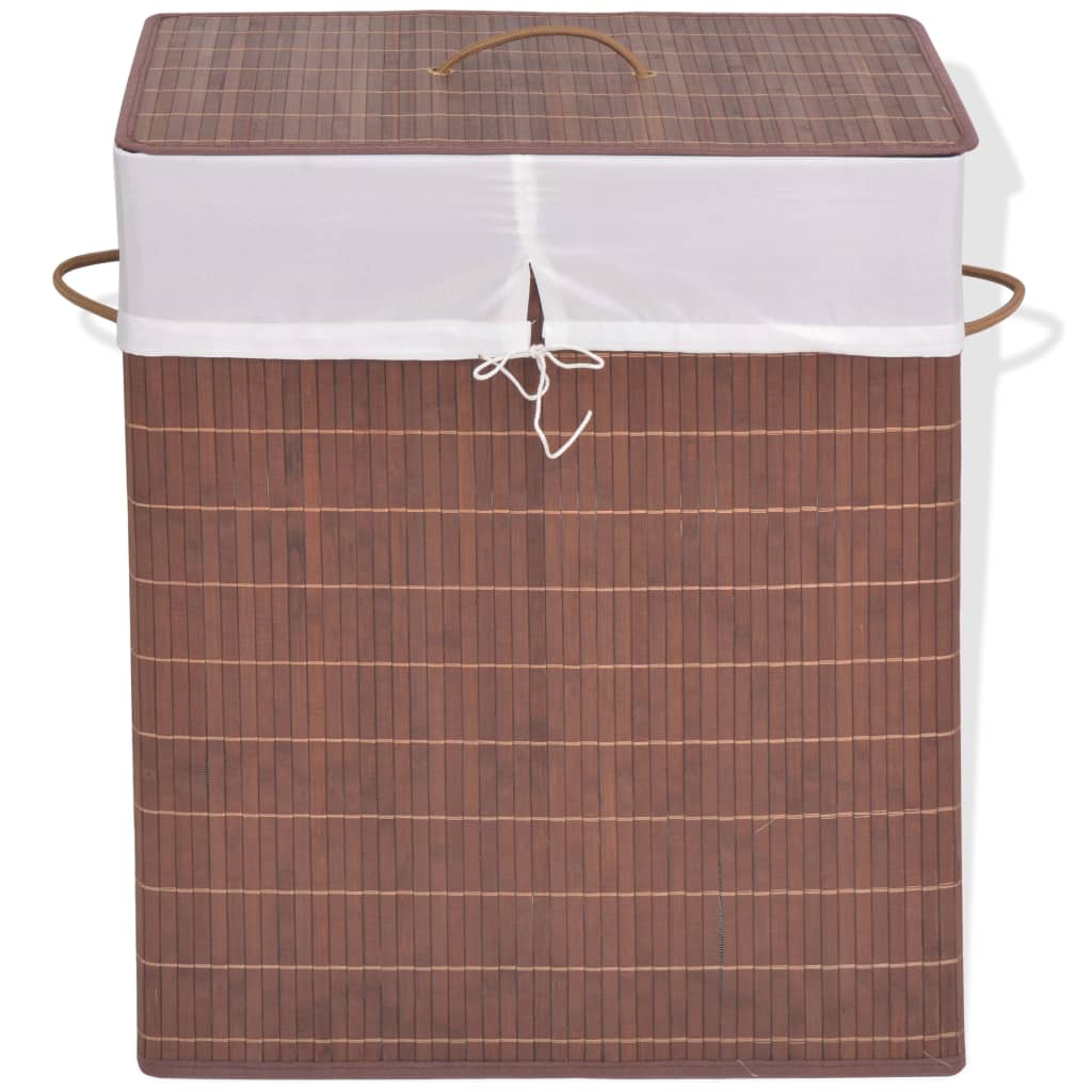 vidaXL Bamboo Laundry Bin Rectangular Brown