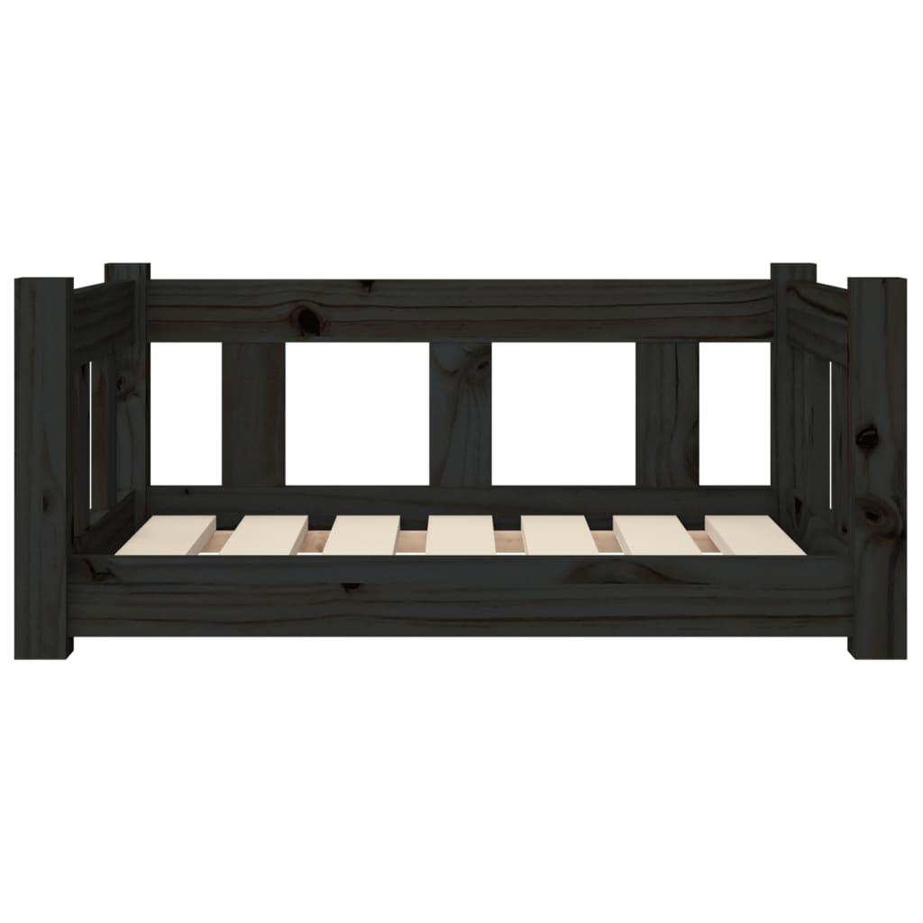 vidaXL Dog Bed Black 25.8"x19.9"x11" Solid Wood Pine