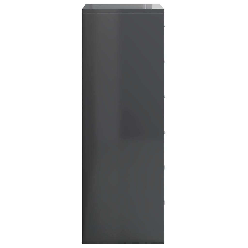 vidaXL Sideboard with 6 Drawers High Gloss Gray 19.7"x13.4"x37.8" Engineered Wood