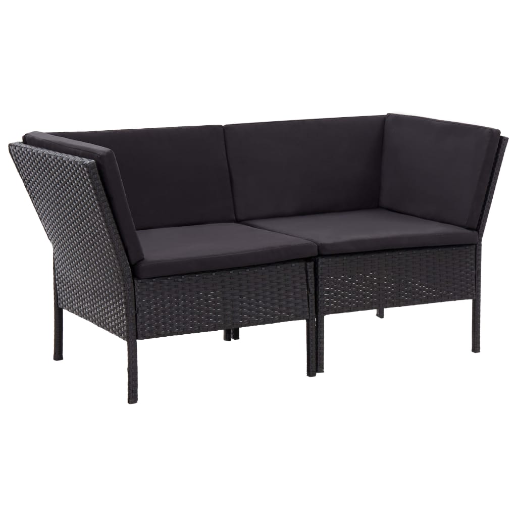 vidaXL 6 Piece Patio Lounge Set with Cushions Poly Rattan Black