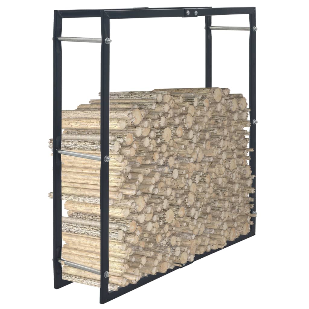 vidaXL Firewood Rack Black 39.4"x9.8"x39.4" Steel