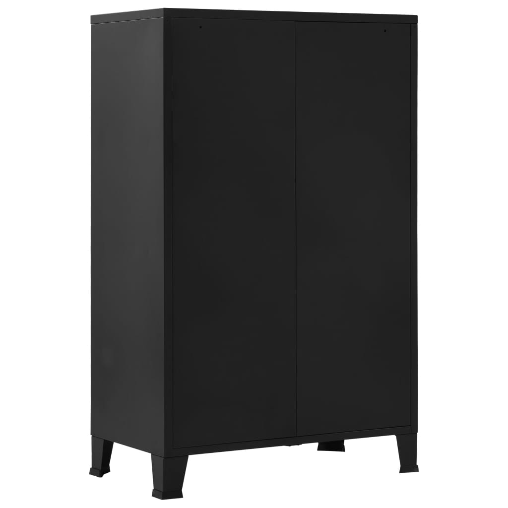 vidaXL Office Cabinet with Mesh Doors Industrial Black 29.5"x15.7"x47.2" Steel