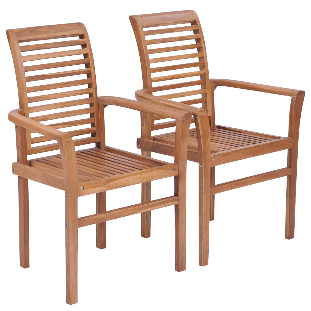 vidaXL Stacking Dining Chairs 2 pcs Solid Teak