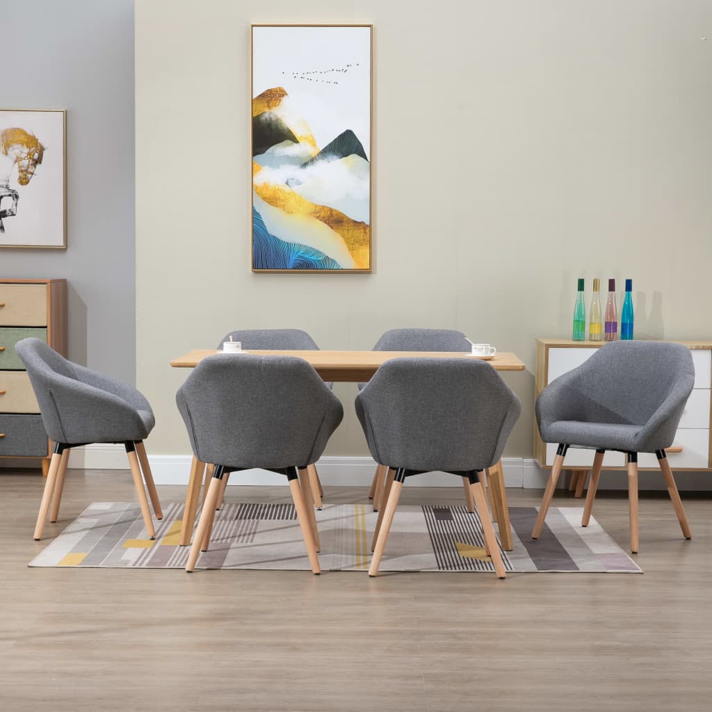 vidaXL Dining Chairs 6 pcs Light Gray Fabric