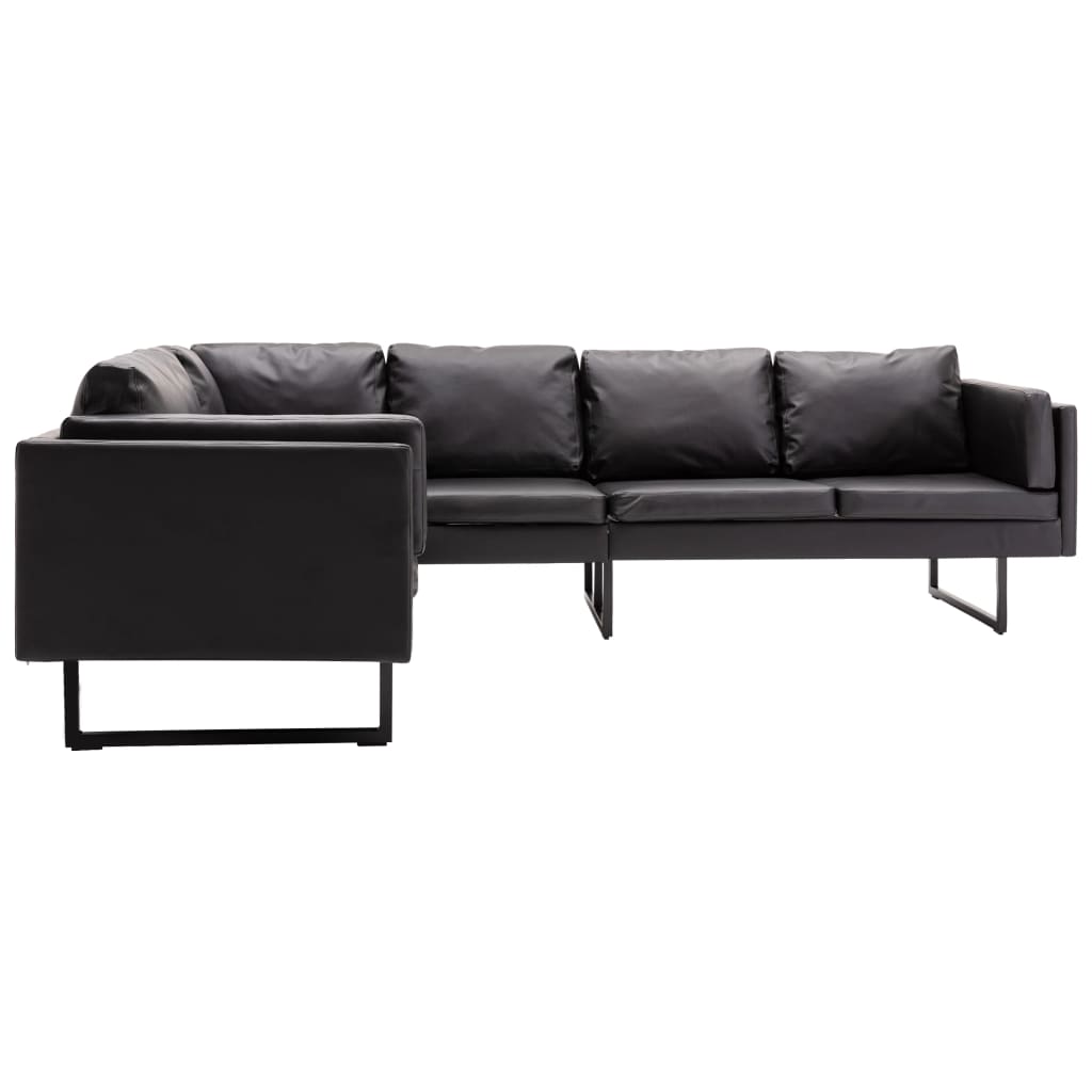 vidaXL Corner Sofa Faux Leather Black