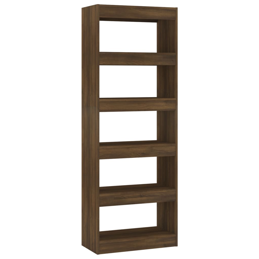 vidaXL Book Cabinet/Room Divider Brown Oak 23.6"x11.8"x65.4" Engineered Wood