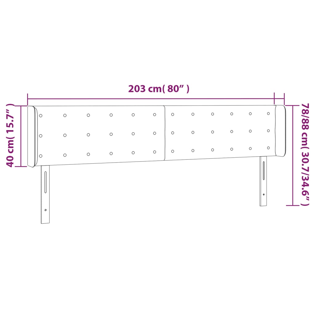 vidaXL Headboard with Ears Light Gray 79.9"x6.3"x30.7"/34.6" Fabric