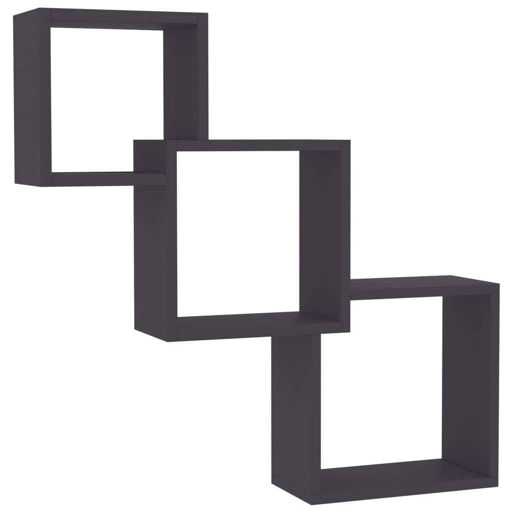 vidaXL Cube Wall Shelves Gray 26.8"x5.9"x26.8" Engineered Wood
