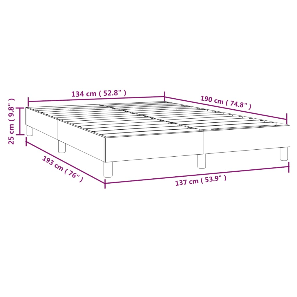 vidaXL Box Spring Bed Frame Dark Gray 53.9"x74.8" Full Fabric
